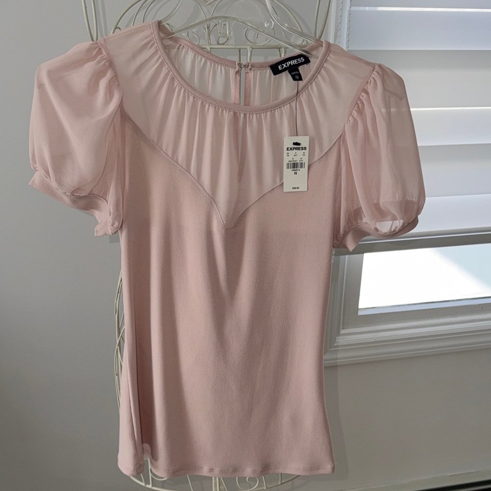 NWT! Express Blush Pink Puff Sleeve Blouse